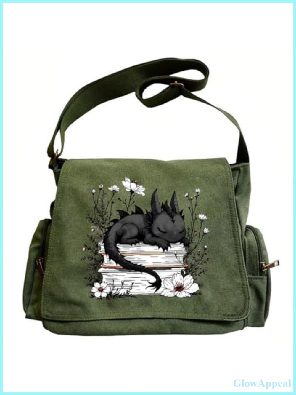 CHICGLOW Canvas Messenger Bag Crossbody Shoulder Purse Pockets